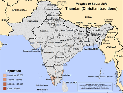 Map of Thandan (Christian traditions) in India