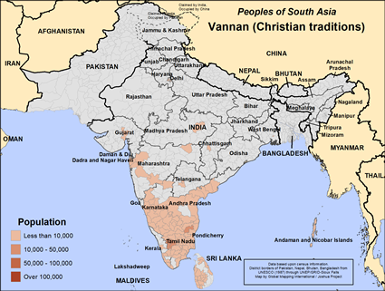 Map of Vannan (Christian traditions) in Sri Lanka