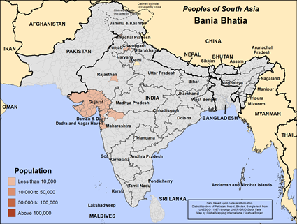 Map of Bania Bhatia in India