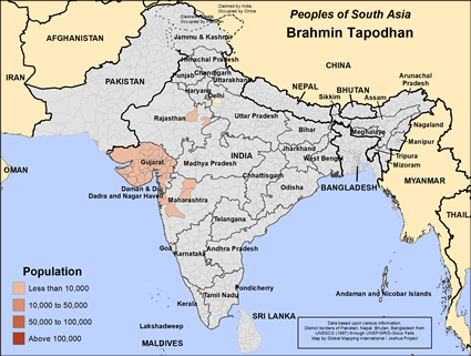 Map of Brahmin Tapodhan in India