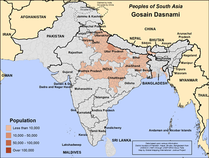 Map of Gosain Dasnami in India