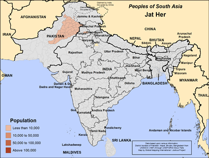 Map of Jat Her (Muslim traditions) in Pakistan