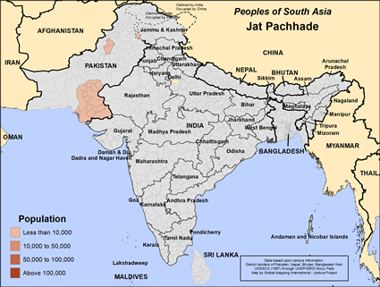 Map of Jat Pachhade (Muslim traditions) in Pakistan