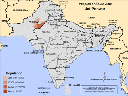 Map of Jat Ponwar in Pakistan