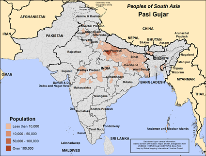 Map of Pasi Gujar in India