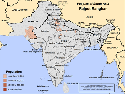 Map of Rajput Ranghar in India