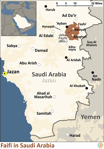 Map of Faifi in Saudi Arabia