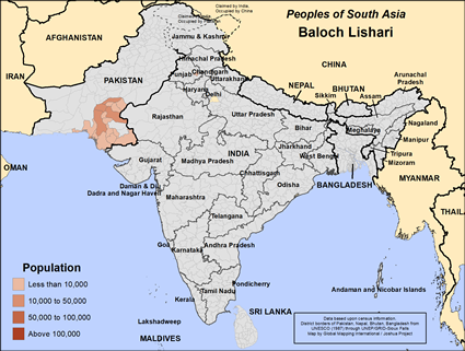 Map of Baloch Lishari in Pakistan