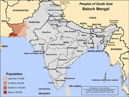 Map of Baloch Mengal in Pakistan