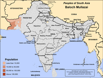 Map of Baloch Mullazai in Pakistan