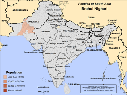 Map of Brahui Nighari in Pakistan