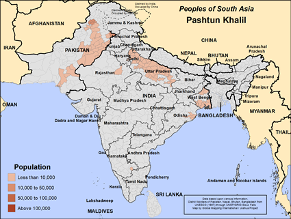 Map of Pashtun Khalil in India