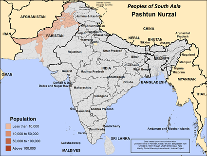 Map of Pashtun Nurzai in Pakistan
