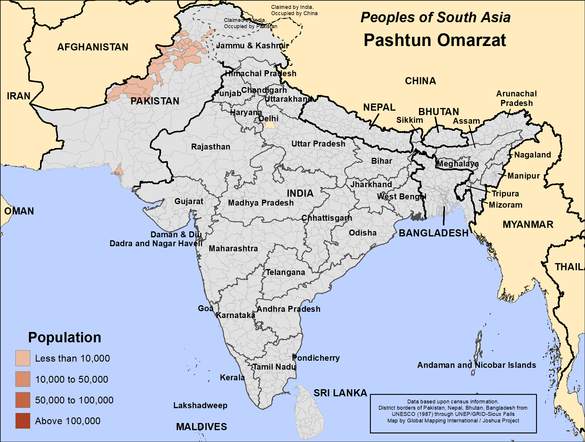 Map of Pashtun Omarzat in Pakistan