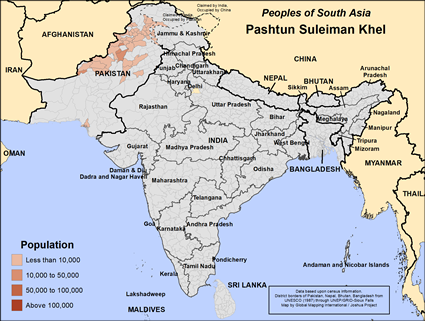 Map of Pashtun Suleiman Khel in Pakistan