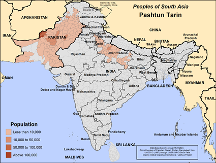 Map of Pashtun Tarin in India
