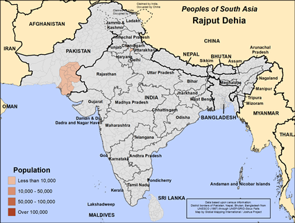 Map of Rajput Dehia in India