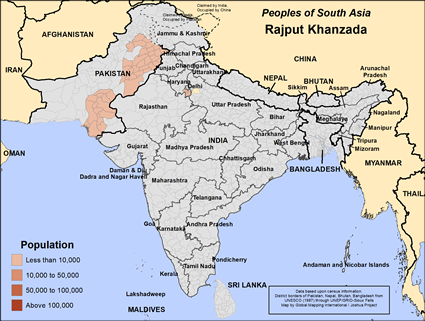 Map of Rajput Khanzada in Pakistan