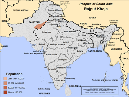 Map of Rajput Khoja in Pakistan