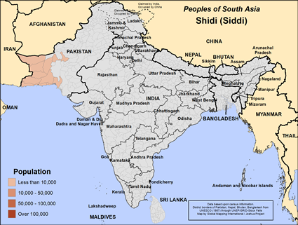 Map of Shidi (Siddi) in Pakistan