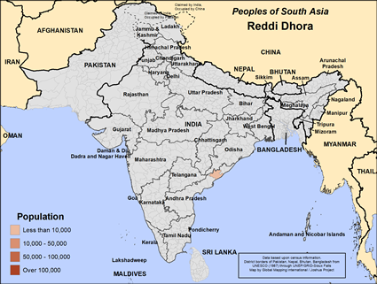 Map of Reddi Dhora in India