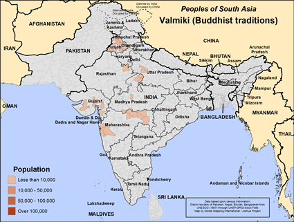 Map of Valmiki (Buddhist traditions) in India
