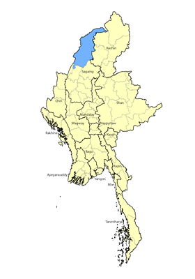 Map of Cyamkok in Myanmar (Burma)