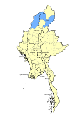 Map of Cyampang in Myanmar (Burma)