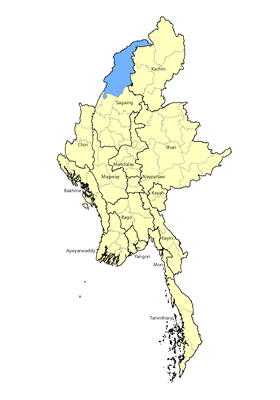 Map of Cyolim in Myanmar (Burma)