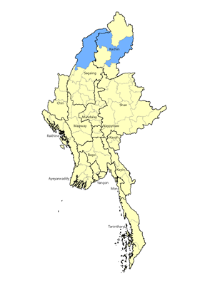Map of Dunghi in Myanmar (Burma)