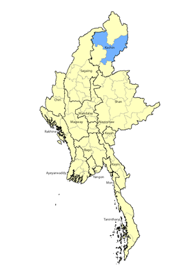 Map of Gaqchan in Myanmar (Burma)