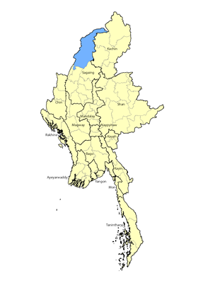 Map of Gaqkat in Myanmar (Burma)