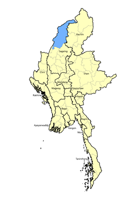 Map of Kaishan in Myanmar (Burma)