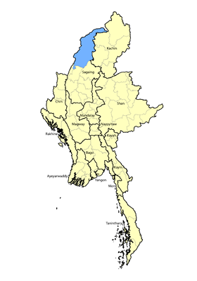 Map of Nahen in Myanmar (Burma)