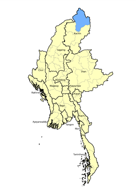 Map of Hkahku in Myanmar (Burma)